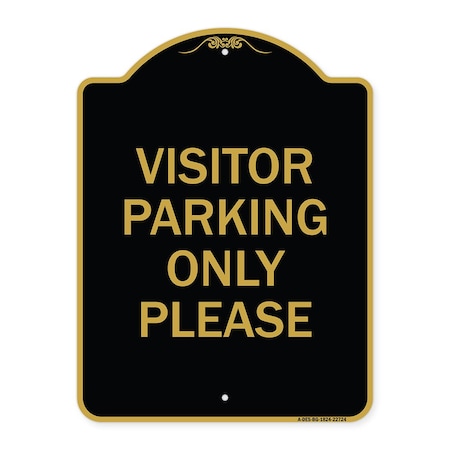 Signmission Visitor Parking Sign Visitor Parking Please, Black & Gold Aluminum Sign, 18" x 24", BG-1824-22724 A-DES-BG-1824-22724